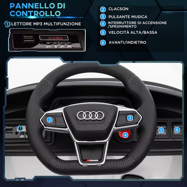 Auto elettrica per bambini 3-5 anni con telecomando, sospensioni e clacson, 103x58x41 cm, bianca e nero - 