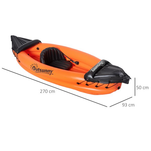 Canoa gonfiabile 2 posti in pvc con 2 remi in alluminio e accessori, arancione - 
