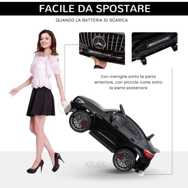 Macchina elettrica per bambini 3-5 anni mercedes con cintura di sicurezza e telecomando, nero - 