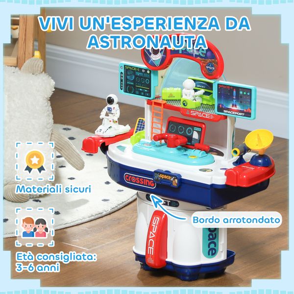 Banco da lavoro giocattolo da 21 pezzi a tema spaziale con suoni e luci, in pp e gpps, 45.5x24x52.5 cm - 