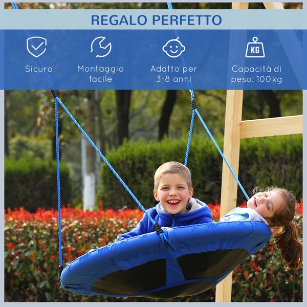 Altalena da giardino per bambini tra 3 e 8 anni interno ed esterno φ100 × 180cm carico massimo di 100kg - 