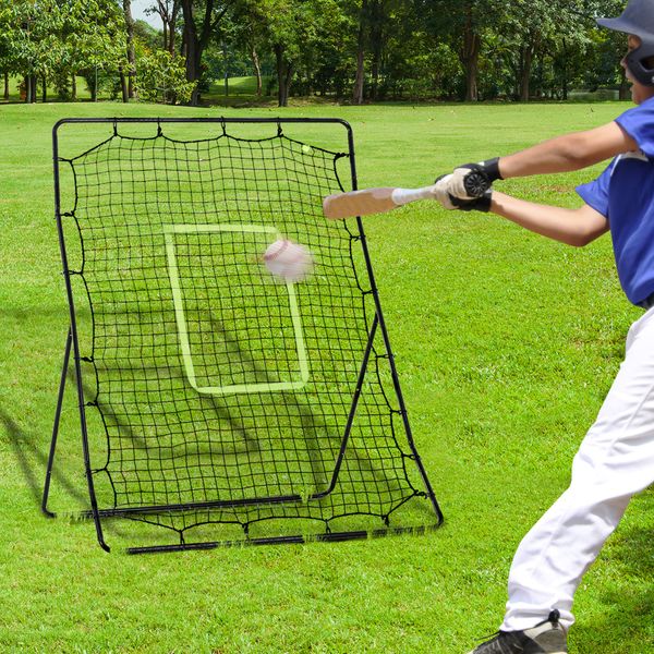 Rebounder per calcio e baseball pieghevole con zona di precisione, in pe e metallo, 123x90x174 cm, nero - 