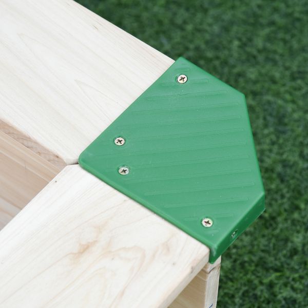 Sabbiera per bambini in legno con panca e tettuccio parasole regolabile, 120x120x120cm, colore legno e blu - 