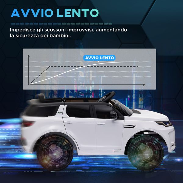 Macchina elettrica per bambini a licenza land rover con fari, clacson e cintura,106x65.5x51 cm, bianco - 