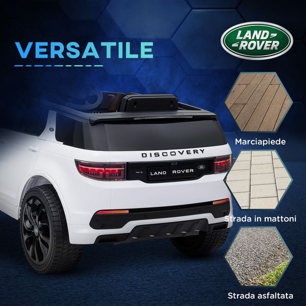 Macchina elettrica per bambini a licenza land rover con fari, clacson e cintura,106x65.5x51 cm, bianco - 