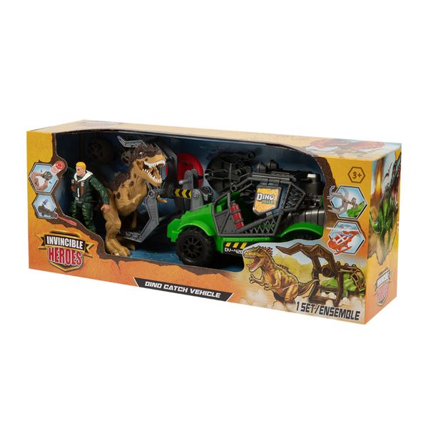 Dino valley – set assortito cattura dinosauro con veicoli e figure - INVINCIBLE HEROS