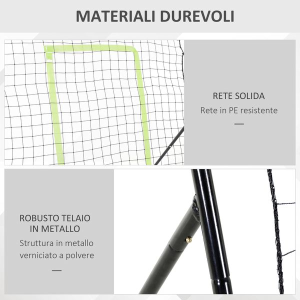 Rebounder per calcio e baseball pieghevole con zona di precisione, in pe e metallo, 123x90x174 cm, nero - 