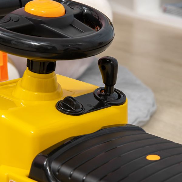 Trattore a pedali per bambini 3-4 anni con muletto e spazio portaoggetti, 86x27.5x47.5 cm, giallo e nero - 