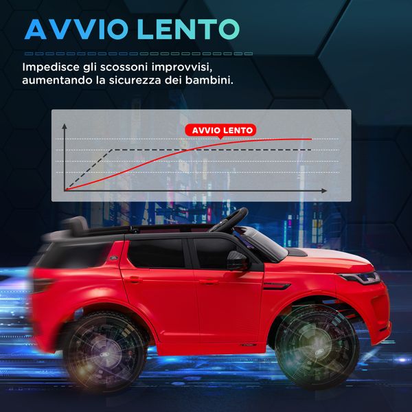 Macchina elettrica per bambini a licenza land rover con fari, clacson e cintura,106x65.5x51 cm, rosso - 