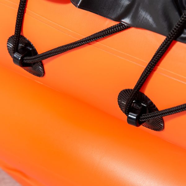 Canoa gonfiabile 2 posti in pvc con 2 remi in alluminio e accessori, arancione - 
