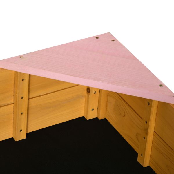 Sabbiera per bambini da 4 posti in legno di abete con design senza fondo, 109x109x19.8 cm - 