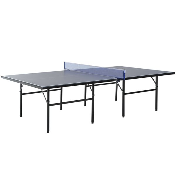 Tavolo da ping pong pieghevole per interni in mdf e acciaio, 152.5 x 274 x 76 cm, blu e viola - 