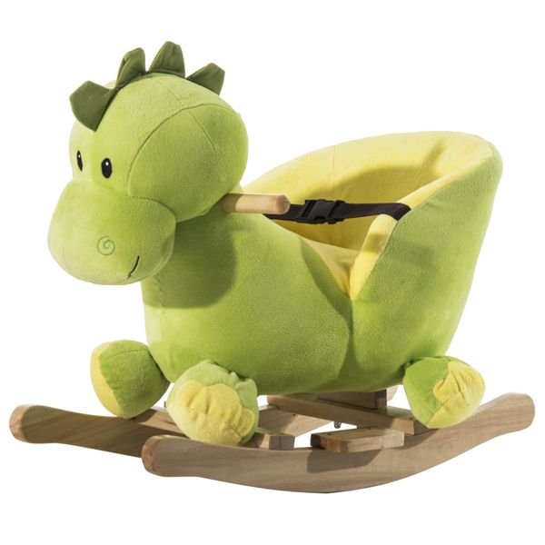 Cavallo a dondolo in legno dinosauro per i bambini 60x33x45cm - 
