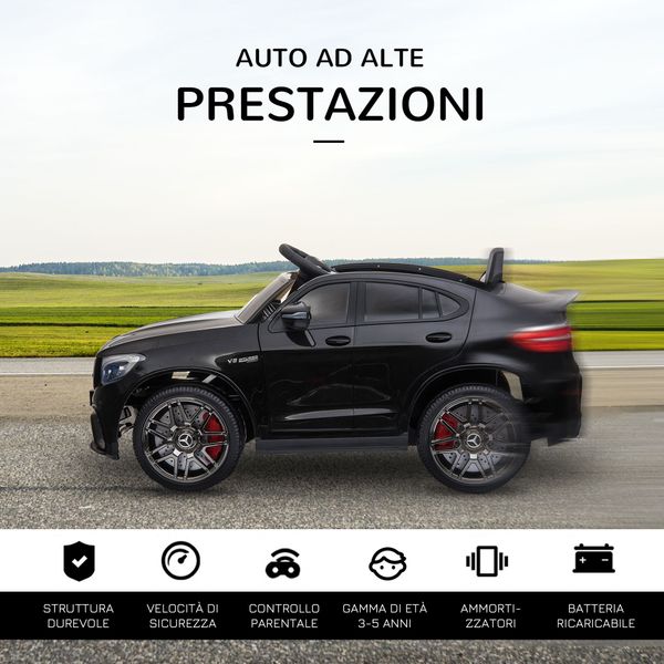 Macchina elettrica per bambini 3-5 anni mercedes con cintura di sicurezza e telecomando, nero - 