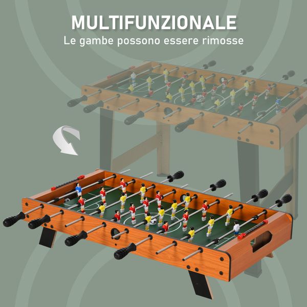 Calcio balilla in legno con 22 giocatori in formazione 3:4:3, 2 palline e 2 segnapunti inclusi 84.5x40x61.2cm - 