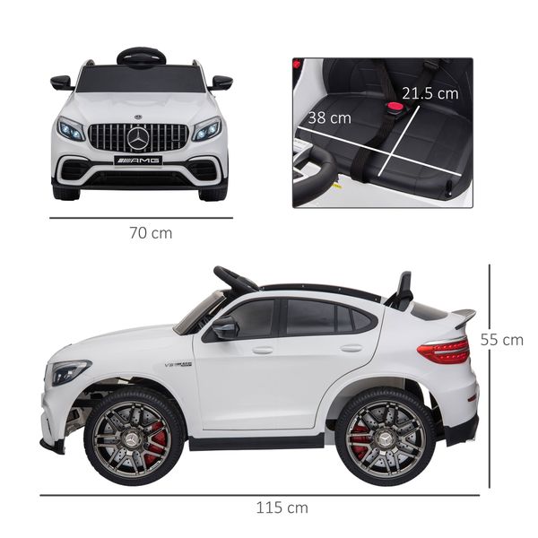 Macchina elettrica per bambini 3-5 anni mercedes con cintura di sicurezza e telecomando, bianco - 