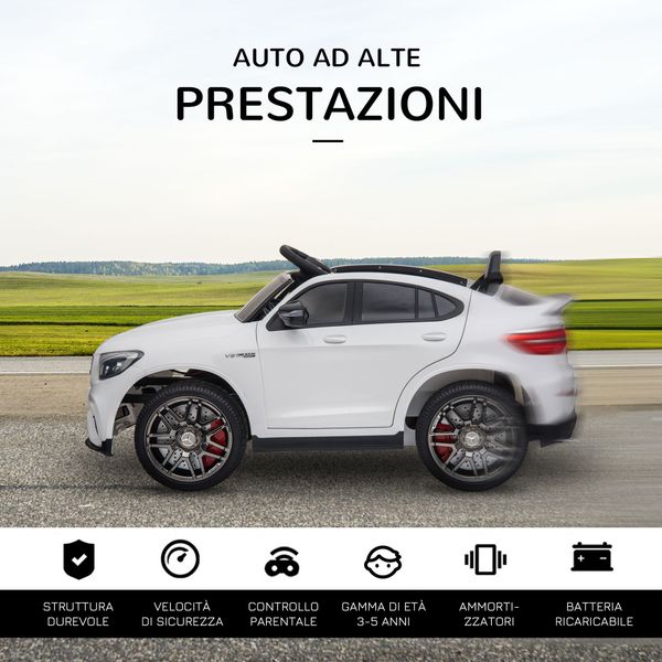 Macchina elettrica per bambini 3-5 anni mercedes con cintura di sicurezza e telecomando, bianco - 