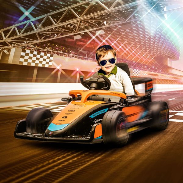 Macchina elettrica per bambini 3-5 anni con licenza mclaren, telecomando e clacson, 115x67x50 cm, arancione - 