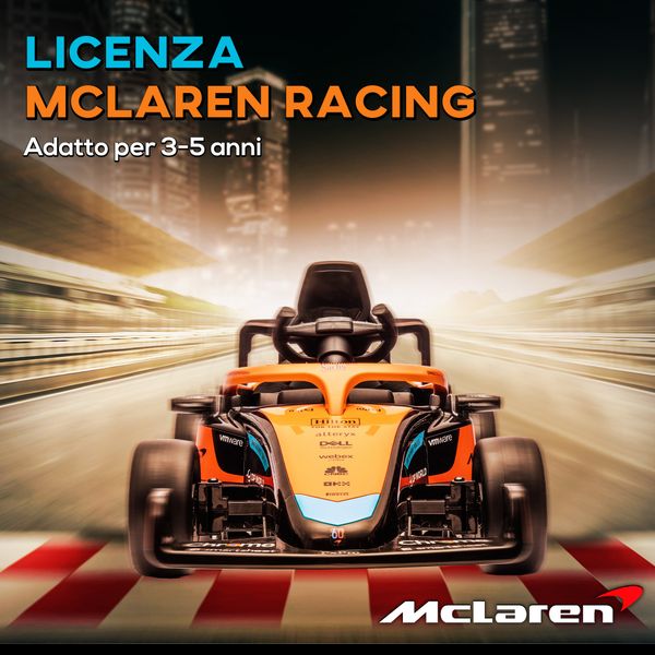 Macchina elettrica per bambini 3-5 anni con licenza mclaren, telecomando e clacson, 115x67x50 cm, arancione - 