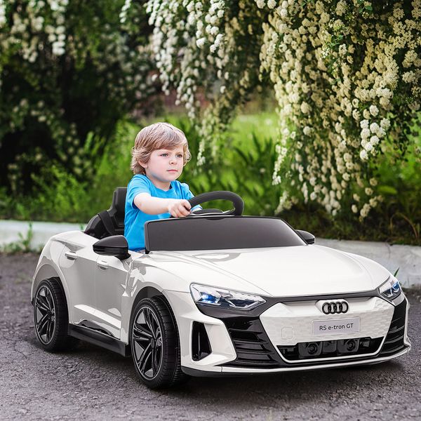 Auto elettrica per bambini 3-5 anni con telecomando, sospensioni e clacson, 103x58x41 cm, bianca e nero - 