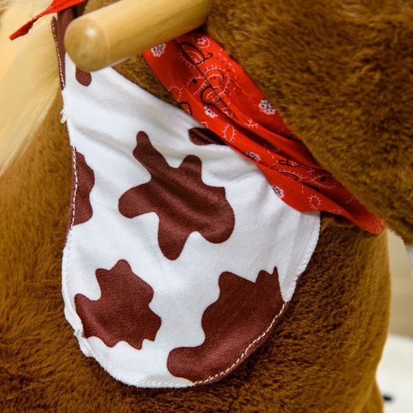 Cavallo a dondolo per bambini da 18-36 mesi con suoni realistici, 60x33x50 cm, marrone e color legno - 