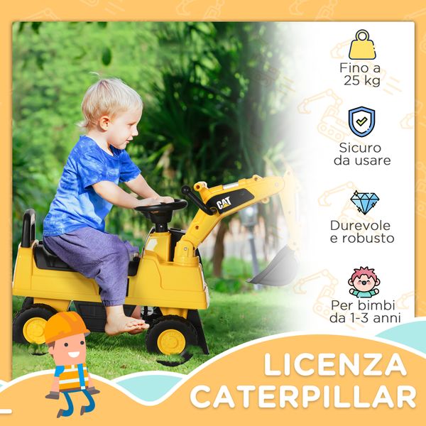 Ruspa giocattolo per bimbi da 1-3 anni con escavatore e contenitore, senza batteria, giallo - 