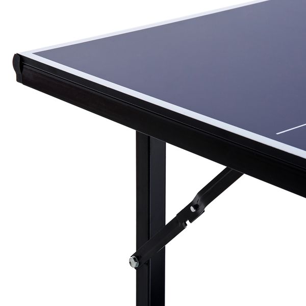 Tavolo da ping pong pieghevole e salvaspazio con rete da gioco per interno, in acciaio e mdf, 182x91x76cm, blu - 