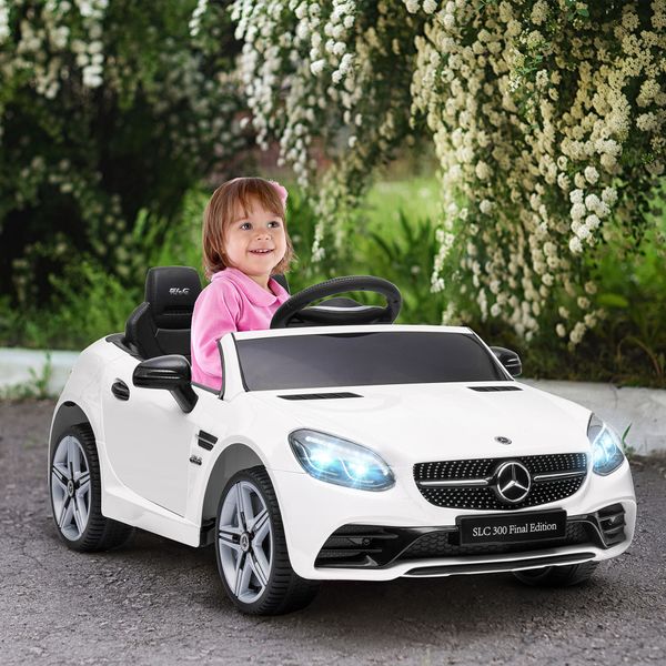 Macchina elettrica per bambini licenza mercedes slc 300 con telecomando, in pp e metallo, 107x62.5x44 cm, bianco - 