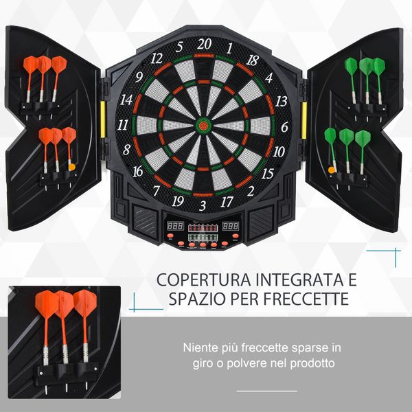 Bersaglio elettronico digitale con 12 freccette per 8 giocatori, 27 giochi e 216 varianti - 