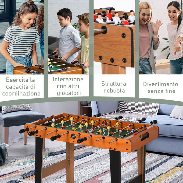 Calcio balilla in legno con 22 giocatori in formazione 3:4:3, 2 palline e 2 segnapunti inclusi 84.5x40x61.2cm - 