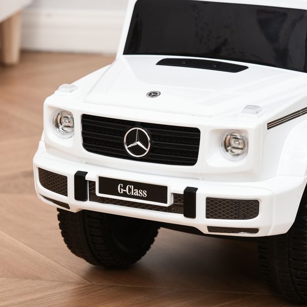 Macchina a spinta per bambini 12-36 mesi con licenza mercedes, tettuccio e maniglia di spinta, 85.5x40.5x95 cm, bianco - 
