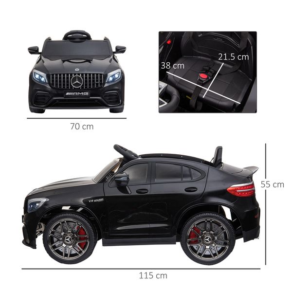 Macchina elettrica per bambini 3-5 anni mercedes con cintura di sicurezza e telecomando, nero - 