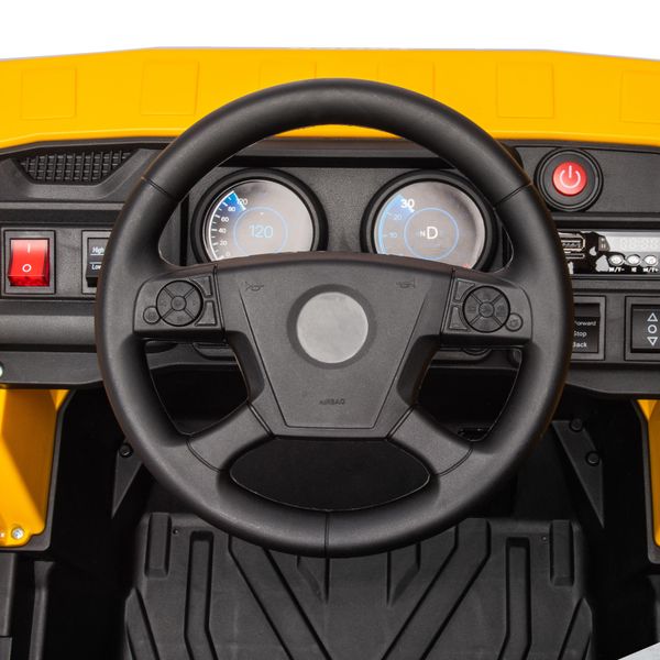 Camion per bambini 3-5 anni con motore 12v, macchina elettrica per bambini con musica e fari, giallo - 