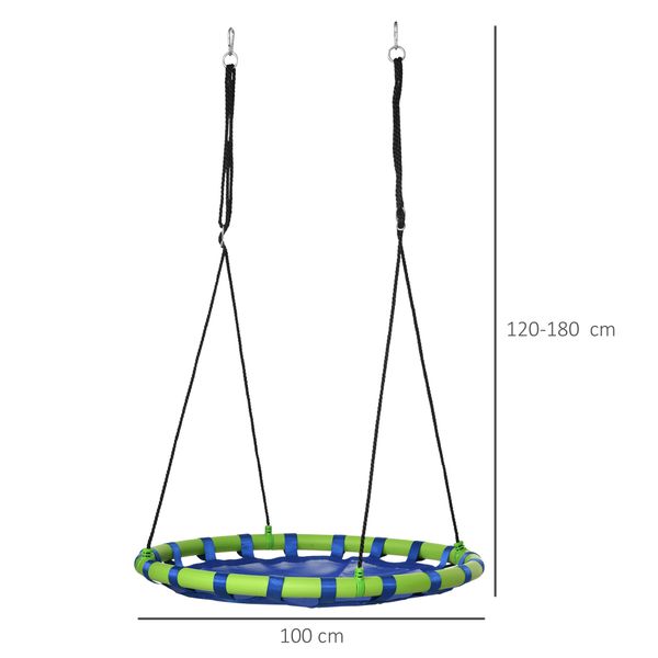 Altalena per bambini da 3-8 anni da giardino ø100cm e corde regolabili, blu - 