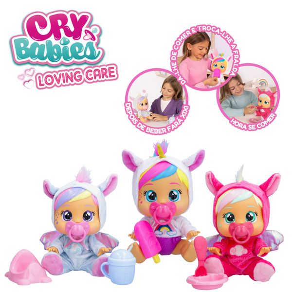 Cry babies loving care dreamy, jenna e hannah, bambola singola assortita con 3 accessori ciascuna, piangono lacrime vere - CRY BABIES