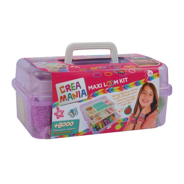 Maxi loom kit braccialetti con 8000 elastici – cofanetto accessoriato portatile - CREA MANIA