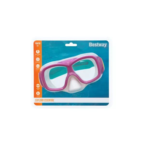 Maschera aquanaut, 7-14 anni, 3 colori assortiti,  in silicone con lenti in policarbonato protezione uv - Bestway