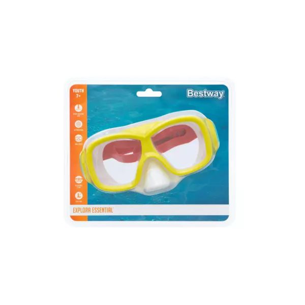 Maschera aquanaut, 7-14 anni, 3 colori assortiti,  in silicone con lenti in policarbonato protezione uv - Bestway