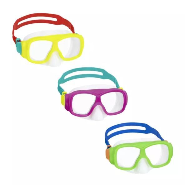 Maschera aquanaut, 7-14 anni, 3 colori assortiti,  in silicone con lenti in policarbonato protezione uv - Bestway