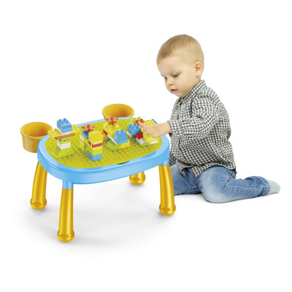 Tavolino gioco bambini 2 in 1 con 50 mattoncini e sgabello - BABY SMILE