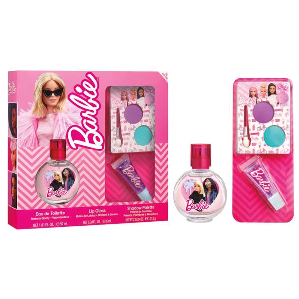 Barbie set cosmetica 30ml con eau de toilette, lucidalabbra e palette per bambini - Barbie