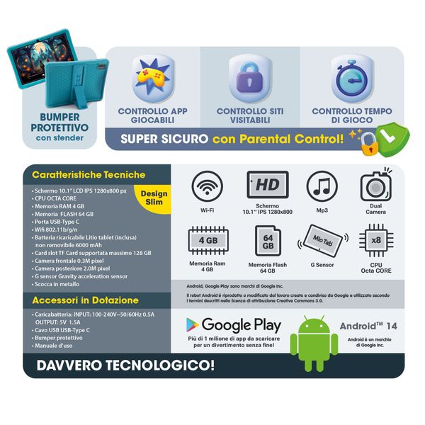 Mio tab 10" l.i.a. tablet educativo con intelligenza artificiale - lisciani - LISCIANI