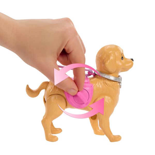 Barbie - barbie e cucciolo bisognini, set con bambola bionda barbie "malibu", cucciolo e accessori per la passeggiata inclusi - Barbie