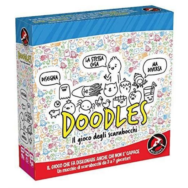 Doodles – gioco da tavolo di disegno e scarabocchi, party game per 3-7 giocatori, età 10+ red glove - NO BRAND