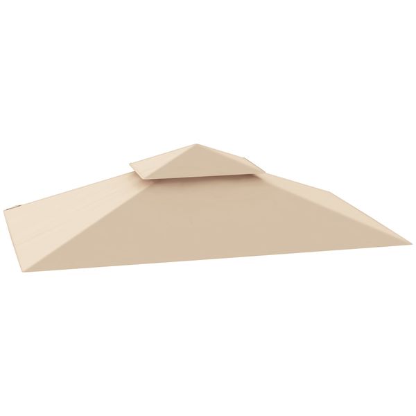 Copertura per gazebo da giardino per barbecue 1.52x2.44 m a 2 livelli in poliestere 160gsm beige - 