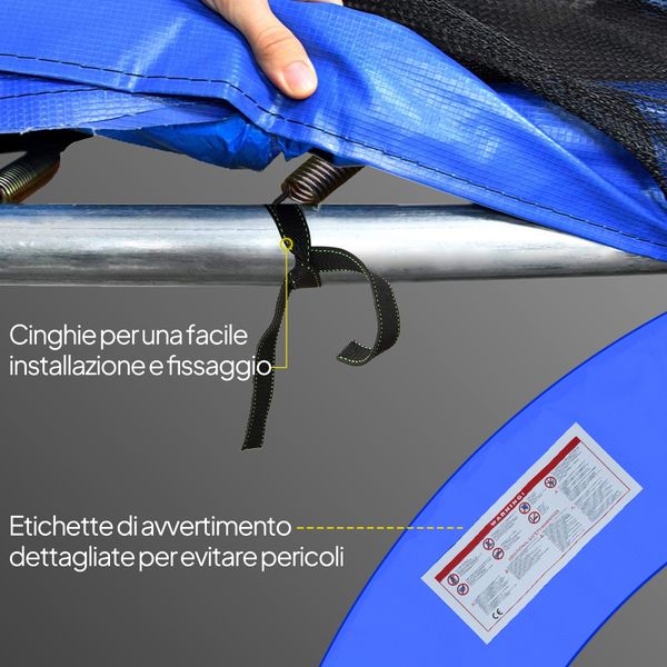 Copertura imbottita bordo trampolino, protezione per tappeto elastico giaridno in plastica, ø244cm, multicolore - 