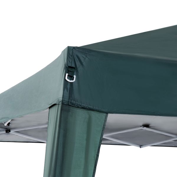 Gazebo pieghevole da giardino 2.4x2.4m con struttura in acciaio e corde antivento, verde - 