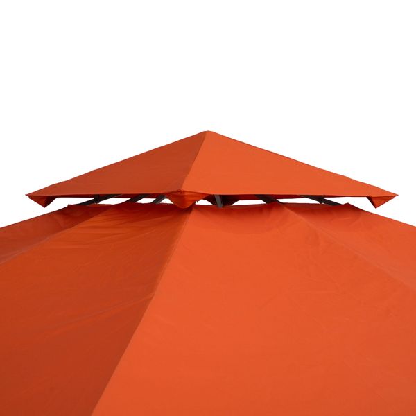 Copertura per gazebo 3x3 m a 2 livelli in poliestere resistente con 8 fori di drenaggio, rosso ruggine - 