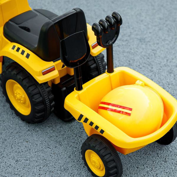 Camion giocattolo per bambini 12-36 mesi con pala e rimorchio, in pp e metallo, 91x29x44 cm, giallo - 