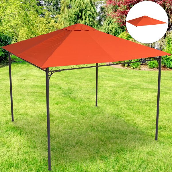 Tetto di ricambio 3x3m arancione per gazebo da giardino in poliestere con fori di ventilazione - 